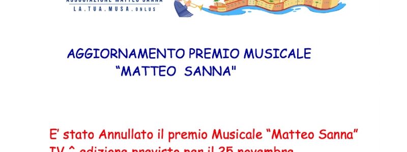 AGGIORNAMENTO PREMIO MUSICALE “MATTEO SANNA”