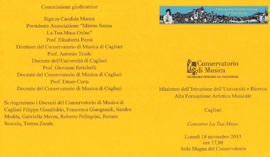 Concorso riservato agli alunni del conservatorio G.P. da Palestrina Cagliari.